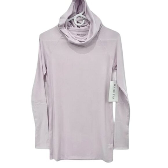 Athleta Essence Tunic Hoodie Lilac Purple XS Longline Thumbhole Cozy Lounge - Picture 3 of 10